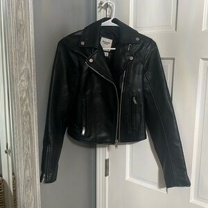 Abercrombie & Fitch Vegan Leather Moto Jacket- Small